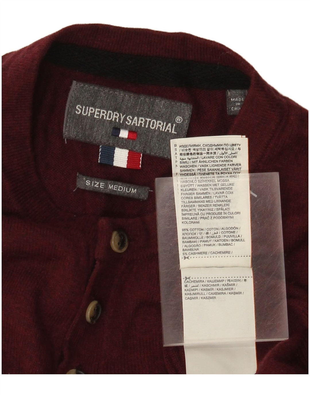 Superdry Pull à col rond en coton bordeaux moyen pour homme