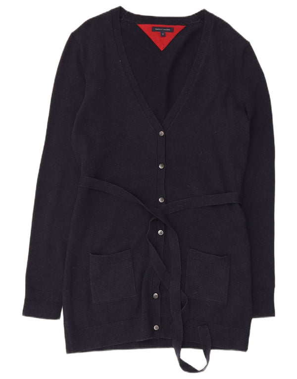 TOMMY HILFIGER Pull Cardigan Femme UK 12 Bleu Marine Moyen Coton