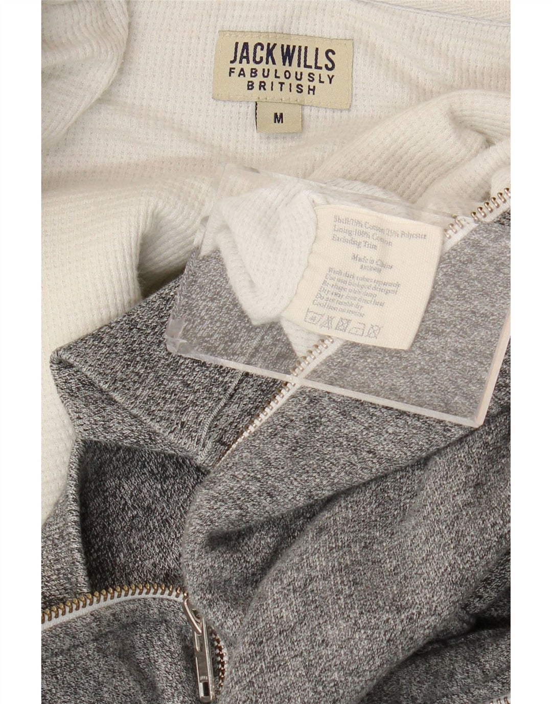 Jack Wills Pull à capuche zippé pour homme en coton gris moyen