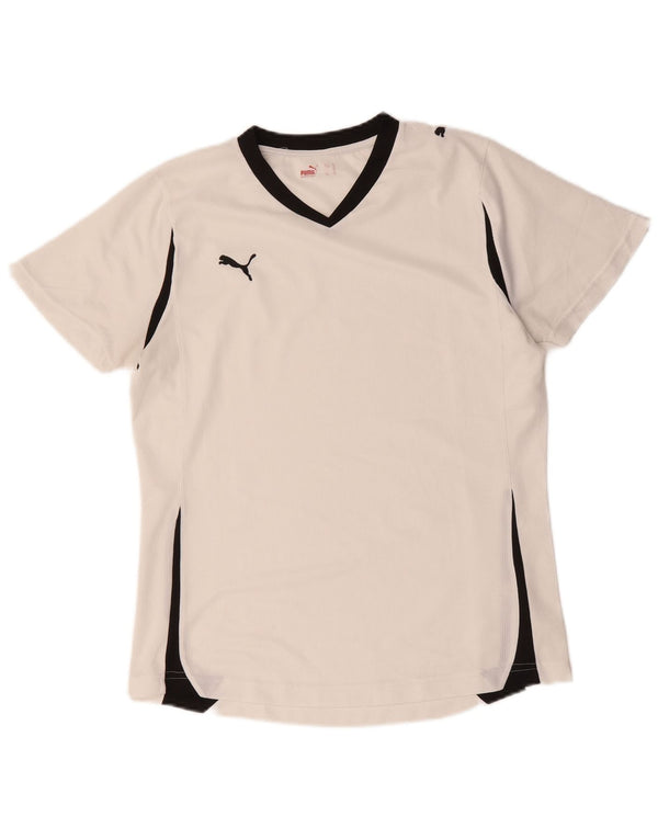 Puma T-shirt pour femme UK 16 Large Blanc Colorblock Polyester