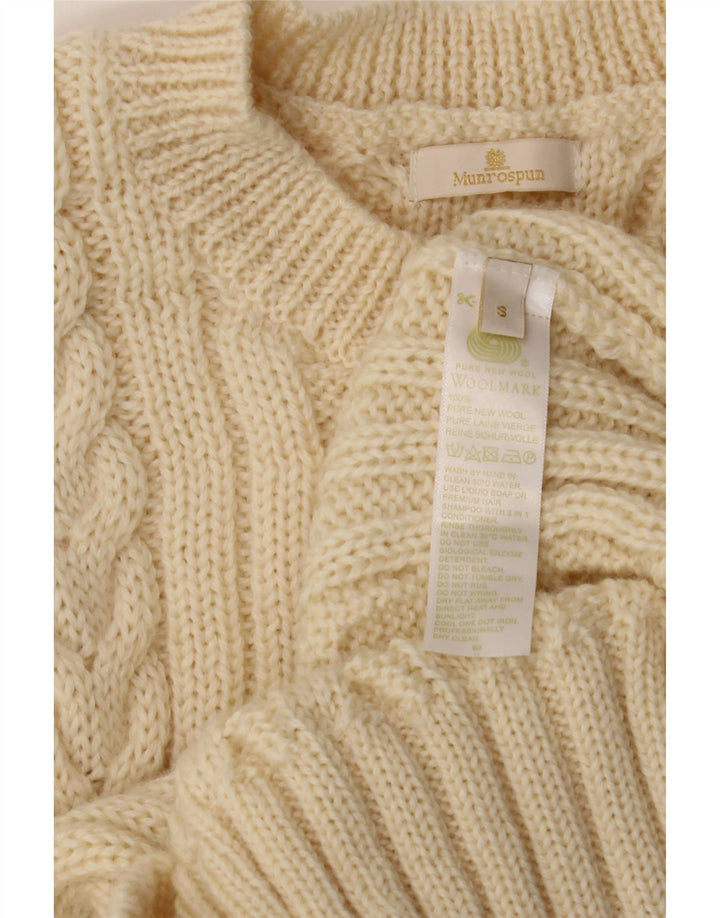 MUNROSPUN Pull col bateau pour femme UK 10 Petite laine vierge blanc cassé