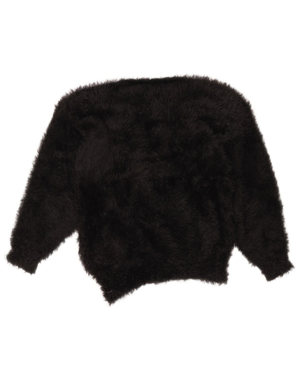 VINTAGE Pull ras du cou pour femme UK 14 Medium Black Colourblock