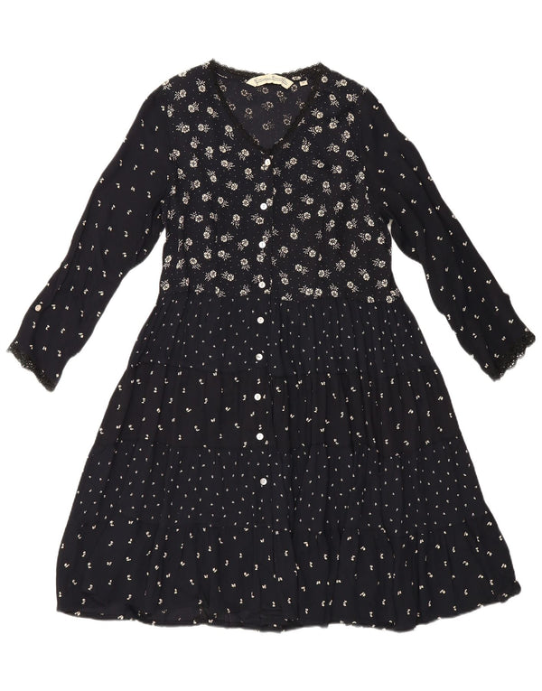 Giorgio Kauten Robe à manches longues pour femme UK 12 Medium Noir Floral