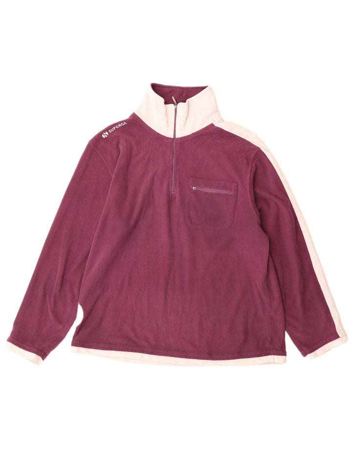 Superga Pull Polaire à Col Zippé Homme Bordeaux Moyen Colourblock