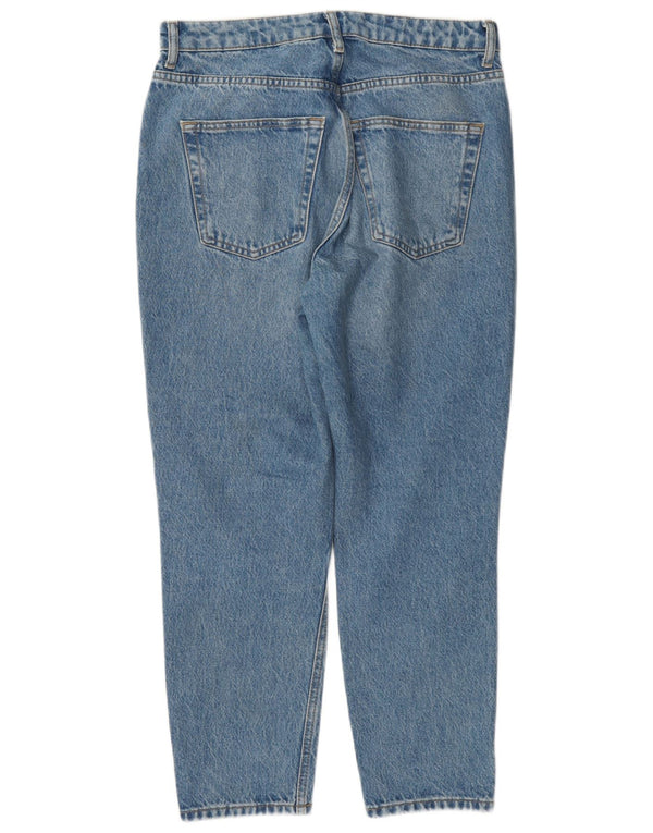 Topshop Jean Mom Taille Haute Fuselé Femme W30 L28 Bleu Polyester