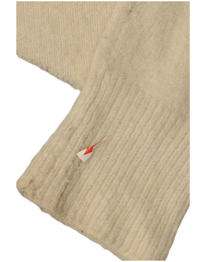 Zara Pull à col roulé pour femme UK 14 Medium Off White Colourblock