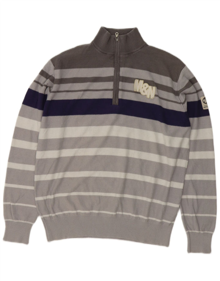 MURPHY & NYE Pull Graphique à Col Zippé pour Homme Grand Gris Colorblock