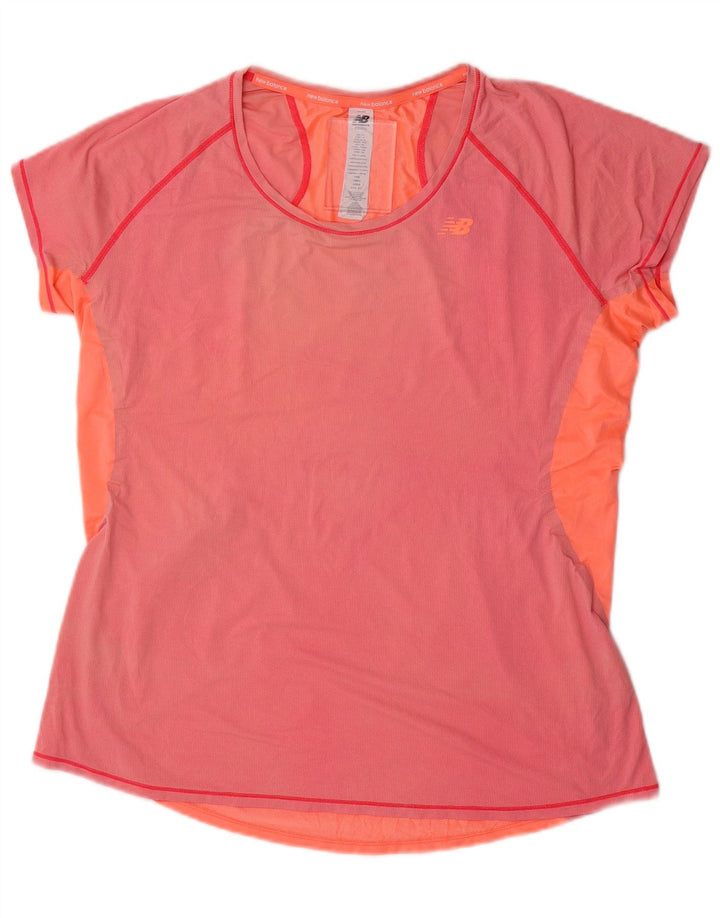 NEW BALANCE T-Shirt Femme Top UK 18 XL Rose Colorblock Nylon