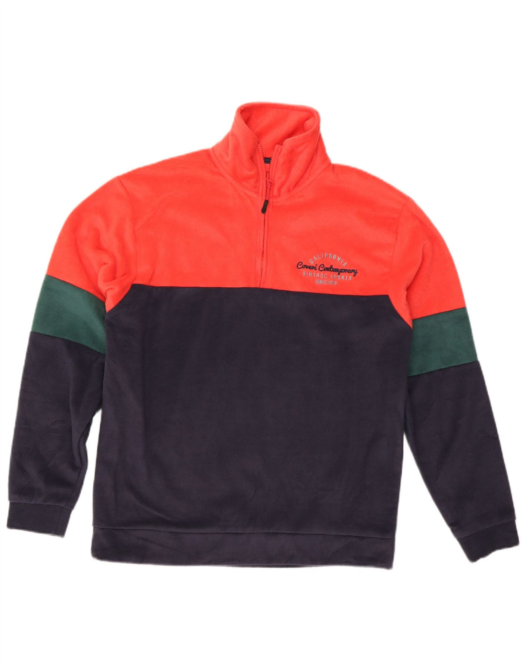 Coveri Pull Polaire à Col Zippé Homme Multicolore Colorblock