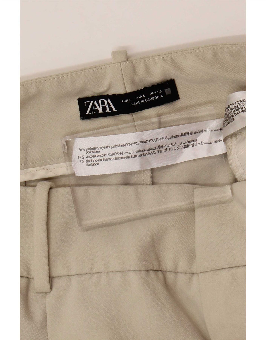 Pantalon de costume fuselé Zara Femme Large W30 L26 Beige Polyester