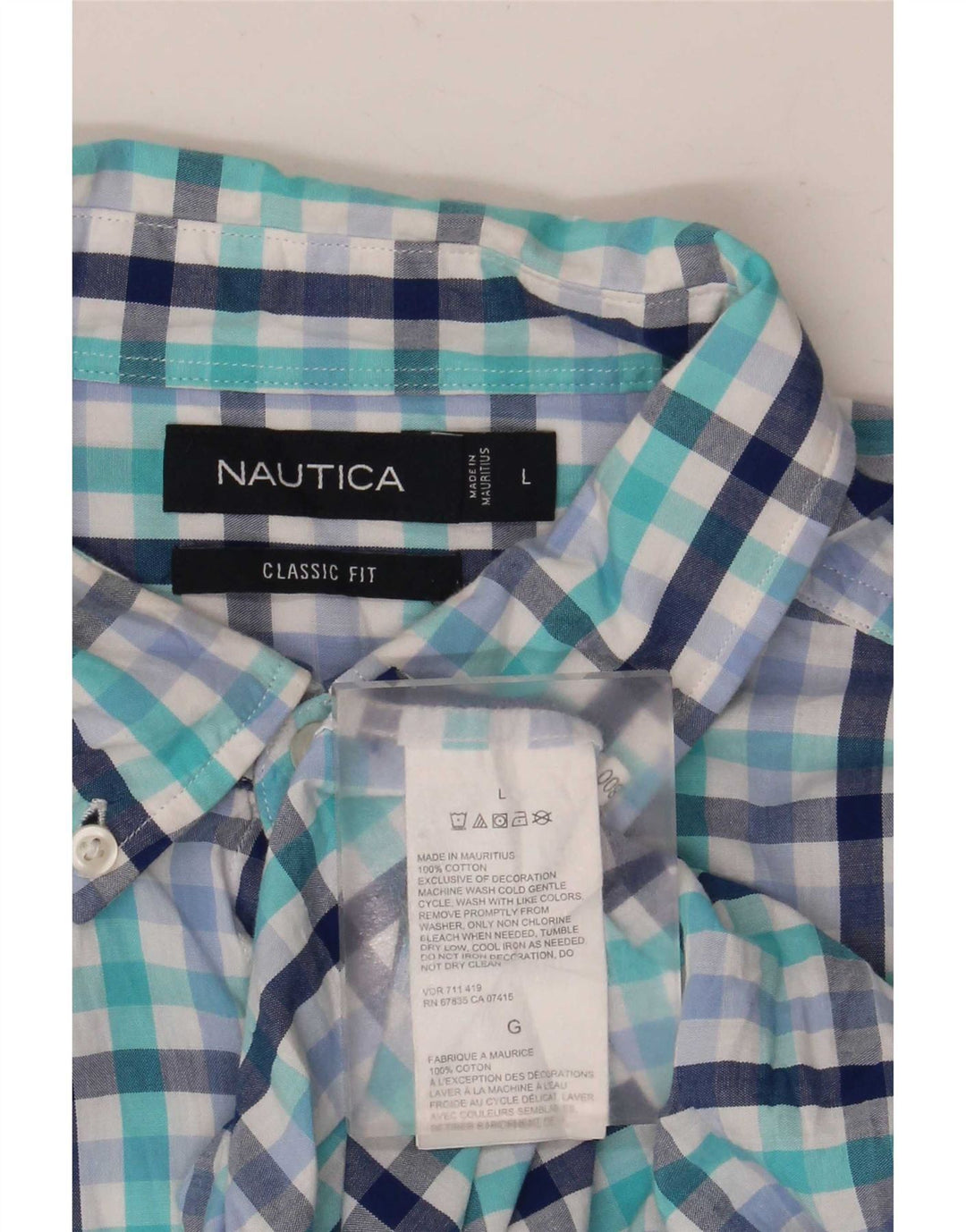 Nautica Chemise classique pour homme en coton à carreaux bleus