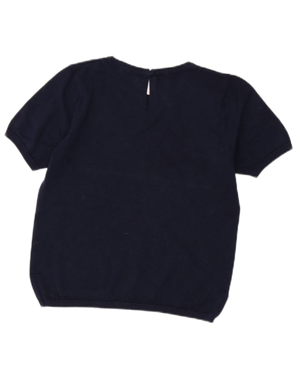 Zara Pull court à col rond pour femme UK 12 Bleu marine moyen