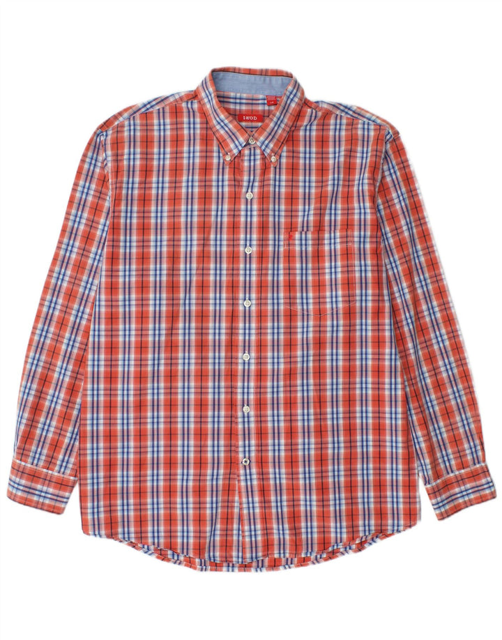 Izod Chemise Homme Grand Carreau Orange Coton
