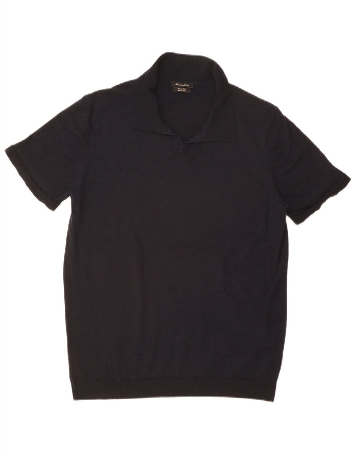 Massimo Dutti Pull à col polo pour femme UK 14 Bleu marine moyen