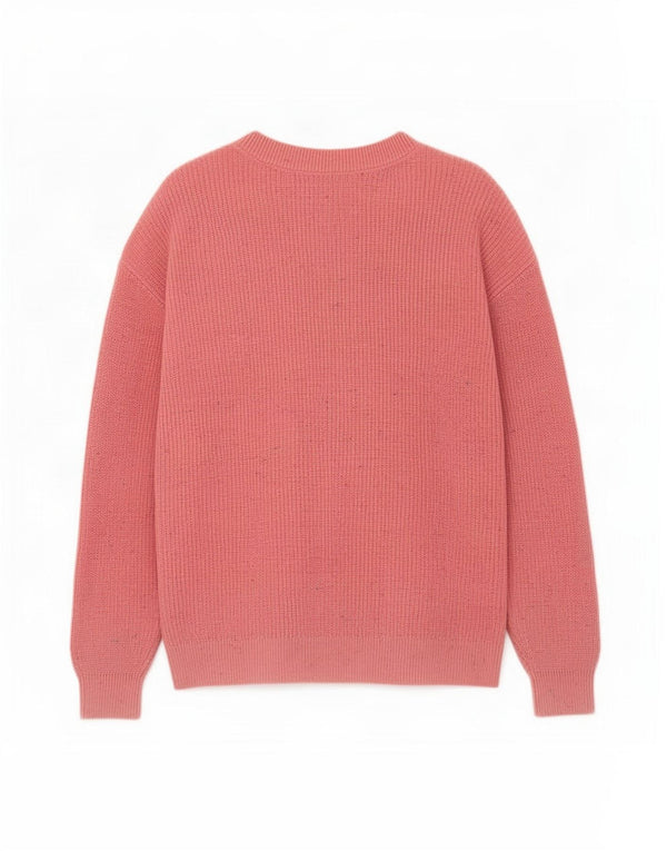 Marks & Spencer Pull col en V pour femme UK 14 Rose moyen moucheté