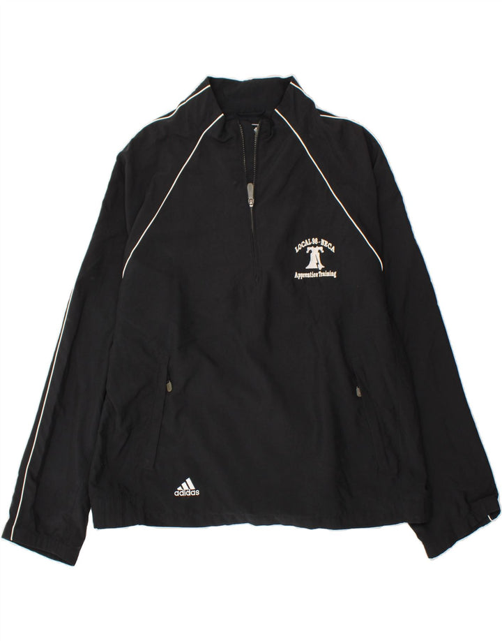 ADIDAS Mens Pullover Tracksuit Top Jacket Large Black Polyester Vintage Adidas and Second-Hand Adidas from Messina Hembry 