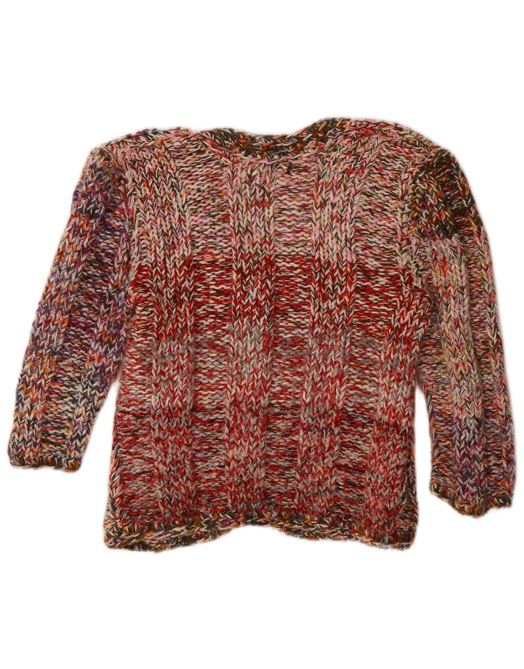 vintage Femmes 3/4 Manches Cardigan Pull UK 12 Moyen Multicolore