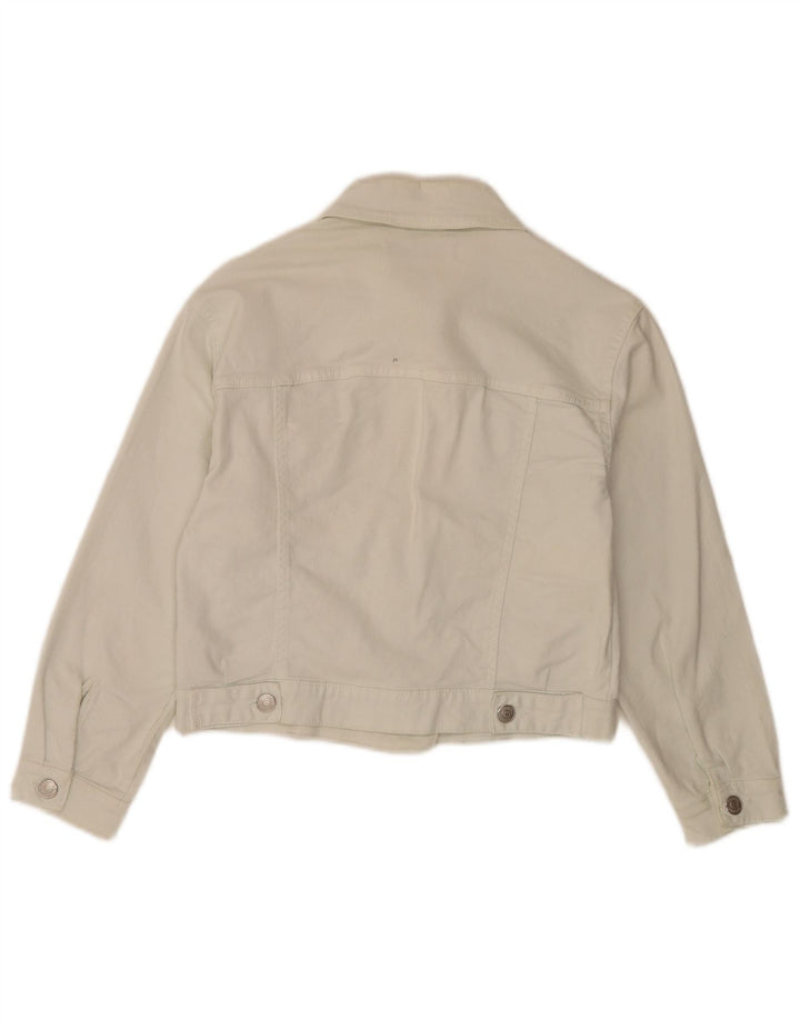 Zara Veste en jean courte pour femme UK 6 XS Coton blanc