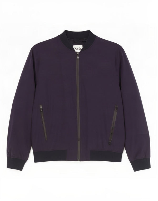 Zara Veste Bomber Homme IT 44 XL Bleu Marine Nylon