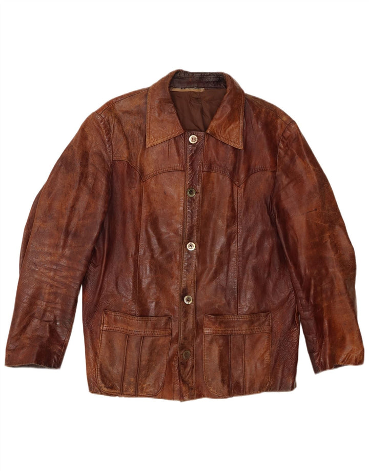 veste en cuir homme vintage UK 38 Brun moyen