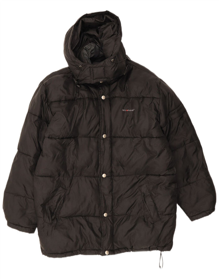 Energie Veste matelassée à capuche graphique pour homme UK 38 Medium Black Nylon