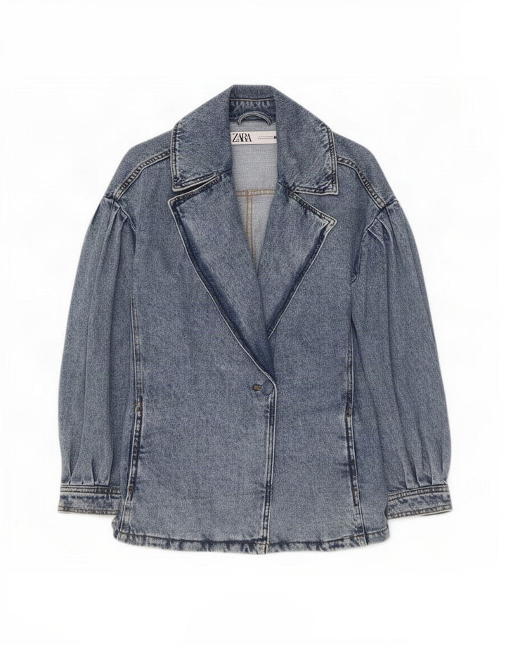 Zara Veste en jean pour femme UK 10 Petit coton bleu