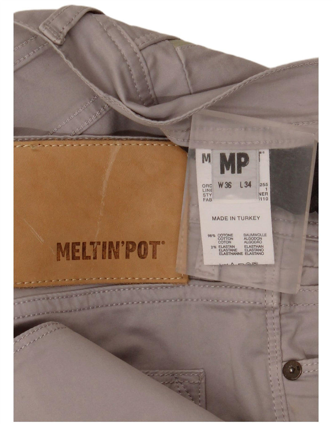 Meltin' Pot Pantalon décontracté droit pour homme W36 L34 Gris Coton