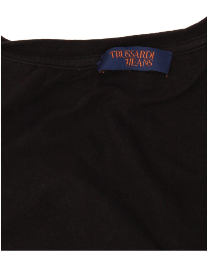 Trussardi Jeans T-Shirt Graphique Femme UK 14 Medium Noir