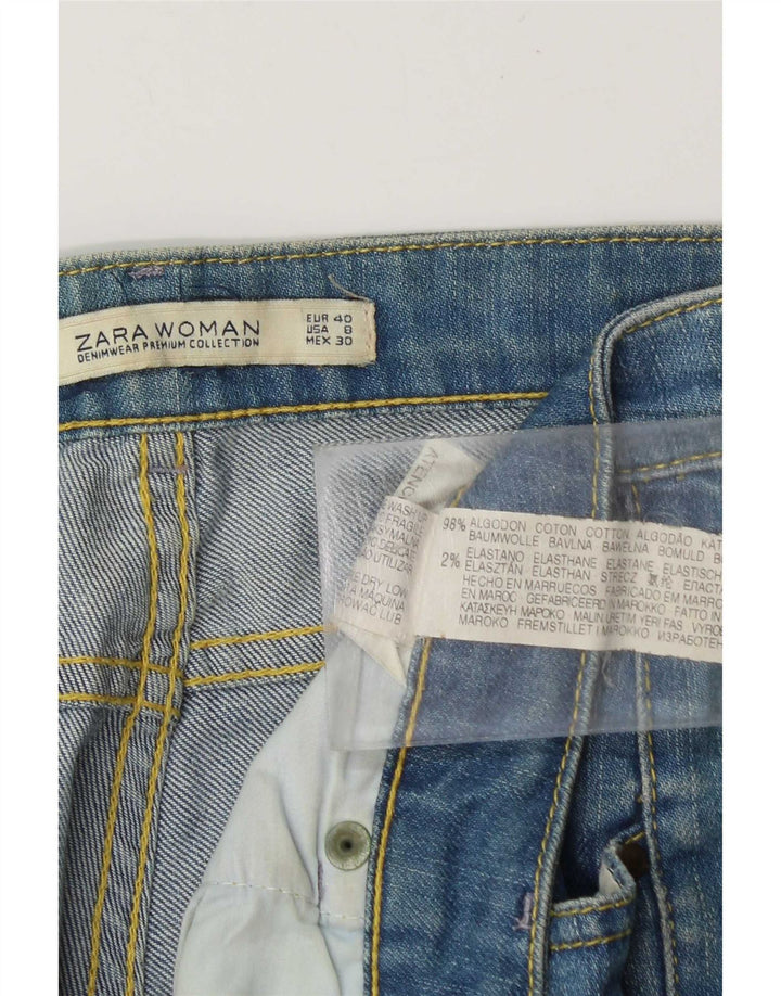 Zara Jean droit vieilli pour femme EU 40 Medium W30 L29 Bleu Coton