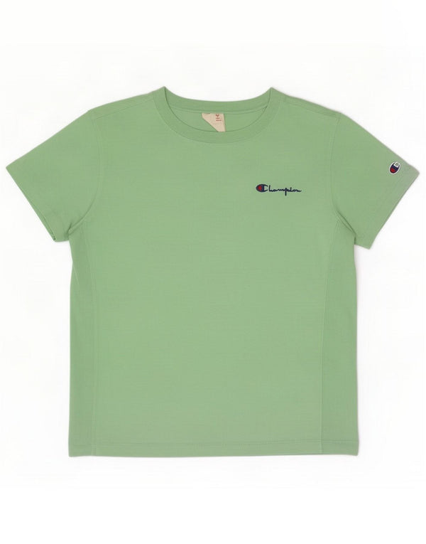 Champion Womens T-Shirt Top UK 14 Medium Green Cotton
