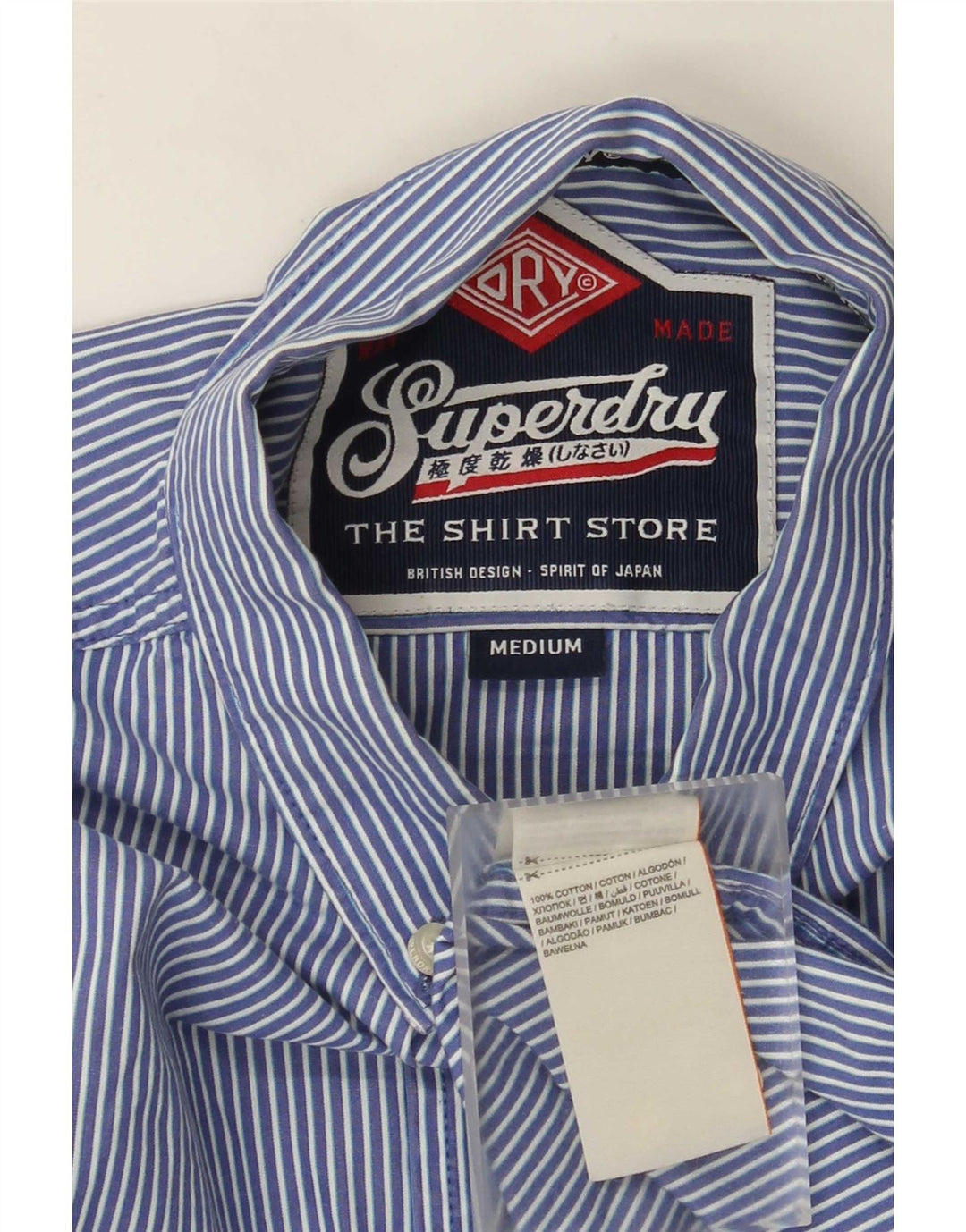Superdry Chemise Homme Bleu Moyen En Coton À Fines Rayures