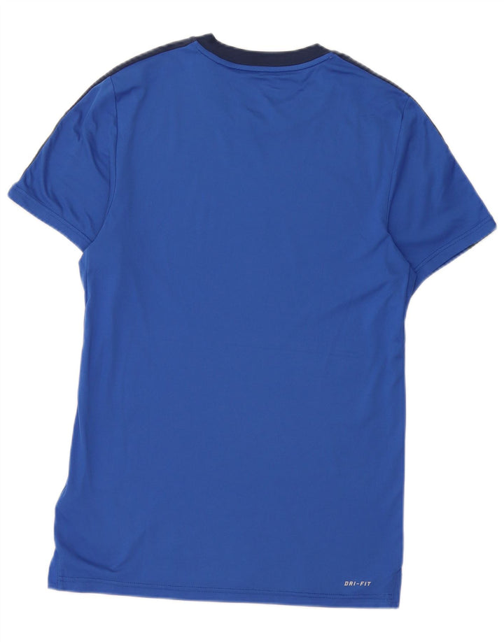 Nike Hommes Dri Fit T-Shirt Top XS Bleu Colorblock Polyester