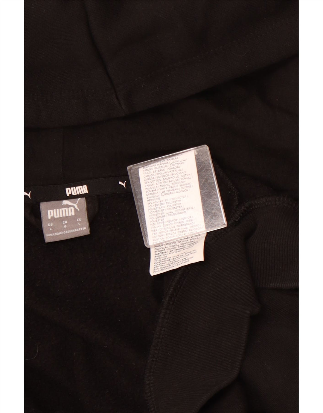 PUMA Pull à capuche zippé graphique pour femme UK 16 Large Noir Coton