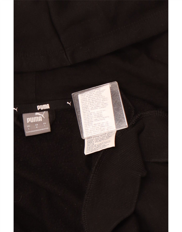 PUMA Pull à capuche zippé graphique pour femme UK 16 Large Noir Coton