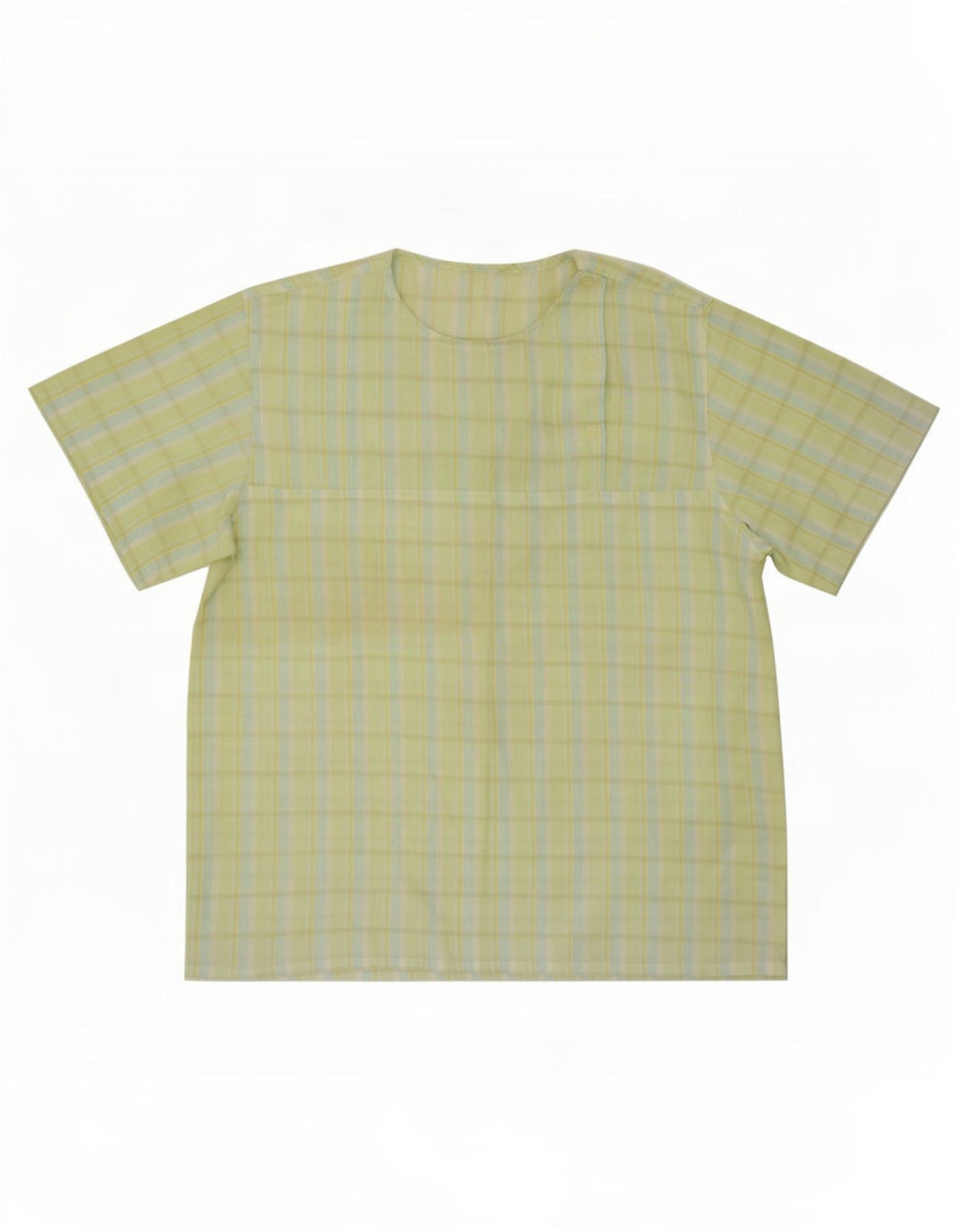 vintage Femme Blouse Top UK 14 Plaid Vert Moyen