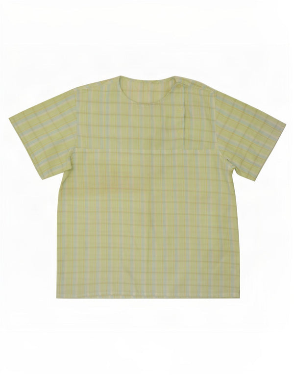 vintage Femme Blouse Top UK 14 Plaid Vert Moyen