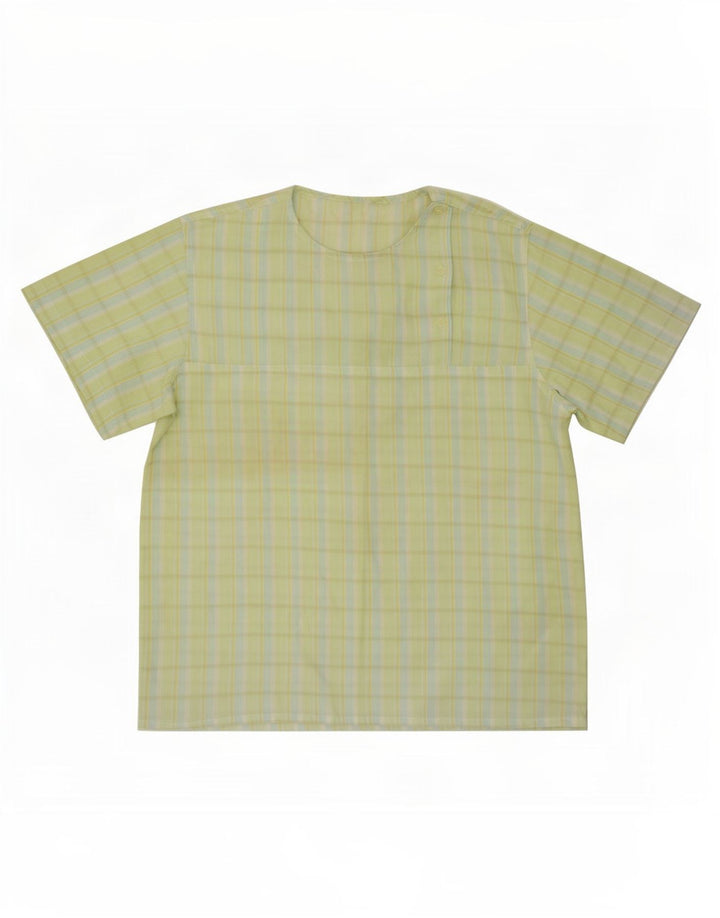 vintage Femme Blouse Top UK 14 Plaid Vert Moyen
