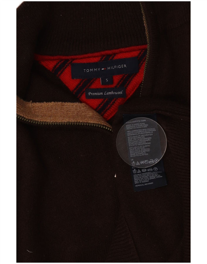 Tommy Hilfiger Pull à col zippé pour homme Petit en laine d'agneau marron