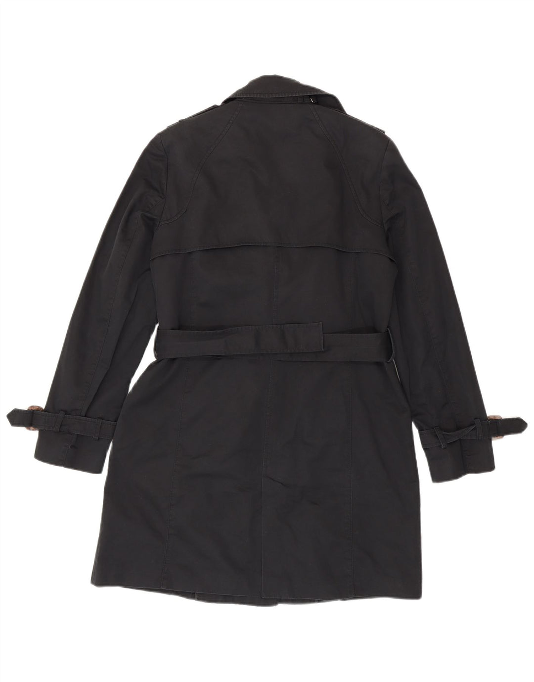 Zara Womens Trench Coat UK 16 Large Noir Coton