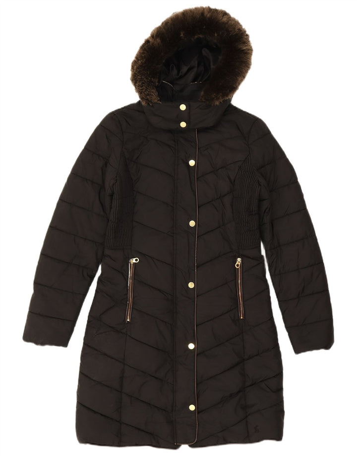 Joules Manteau rembourré à capuche pour femme UK 8 Small Noir Polyester