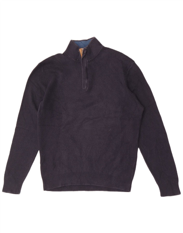 Massimo Dutti Pull col zippé pour homme en coton bleu marine Taille L