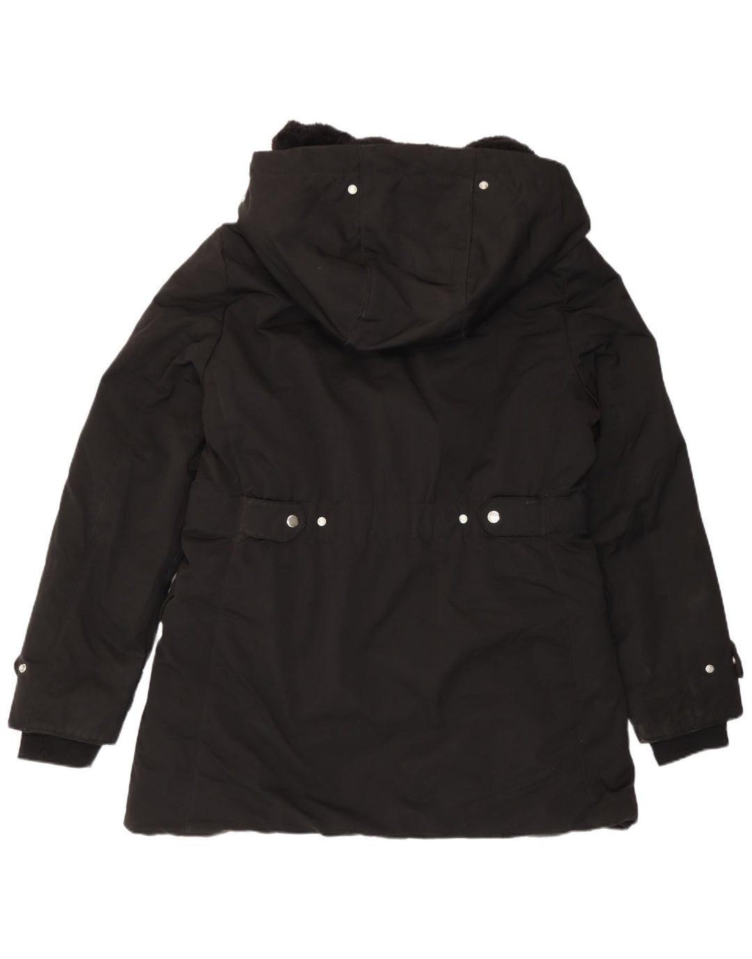 Zara Parka à capuche pour femme UK 18 XL Noir Polyester