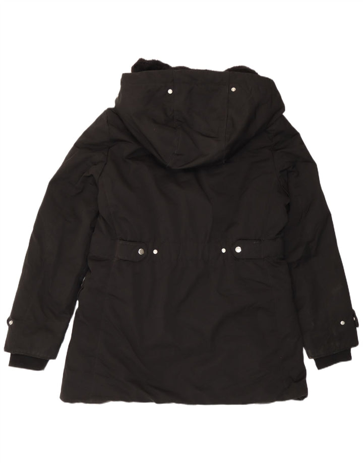 Zara Parka à capuche pour femme UK 18 XL Noir Polyester