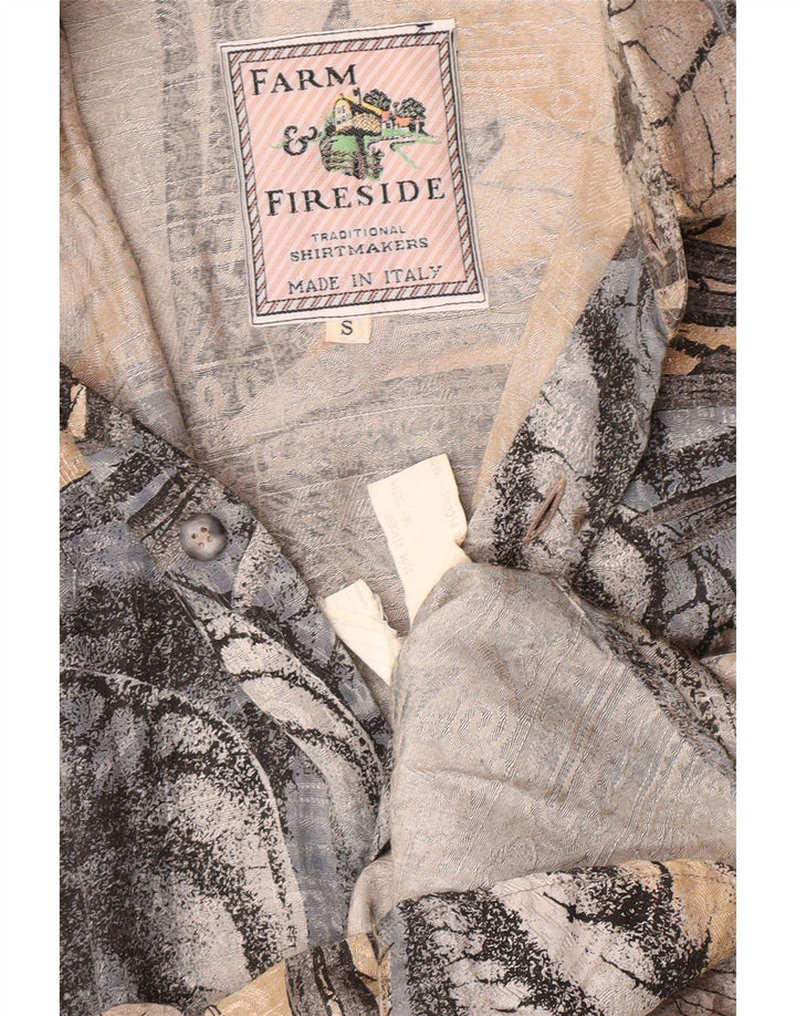 Chemise à manches courtes vintage pour hommes petite viscose florale grise