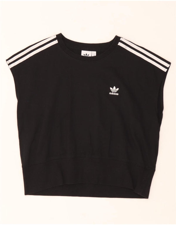 Adidas Sweat-shirt à manches courtes pour femme UK 14 Grand coton noir