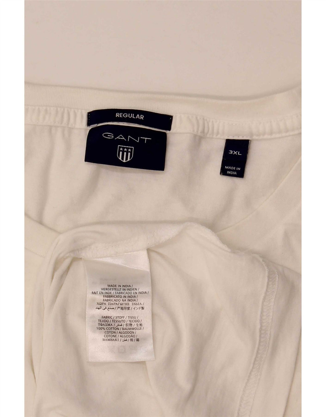 Gant T-Shirt Regular Fit Homme 3XL Blanc Coton