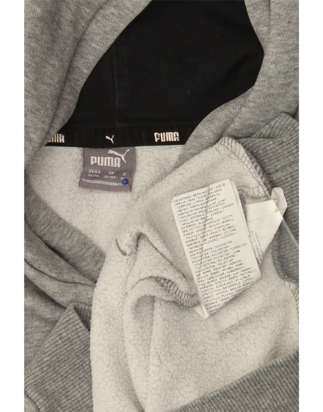 PUMA Sweat à capuche graphique pour garçon 13-14 ans Gris Coton