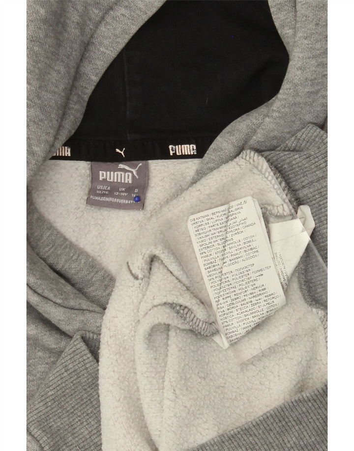 PUMA Sweat à capuche graphique pour garçon 13-14 ans Gris Coton