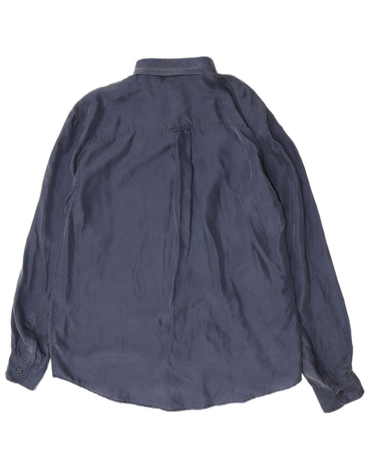 Chemise Homme Vintage Grande Soie Bleu Marine