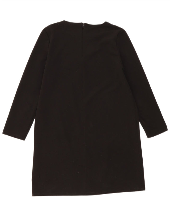 vintage Femme Manches Longues Shift Robe UK 14 Moyen Noir